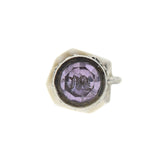 Victorian Sterling Banded Agate + Amethyst "M" Fob
