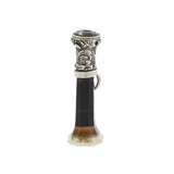 Victorian Sterling Banded Agate + Amethyst "M" Fob