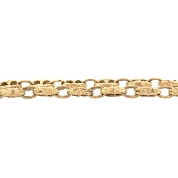 Estate 14kt Textured Mariner Link Necklace 33" 62.3g