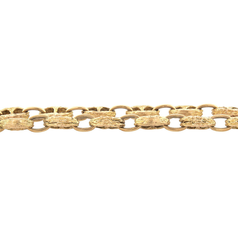 Estate 14kt Textured Mariner Link Necklace 33" 62.3g