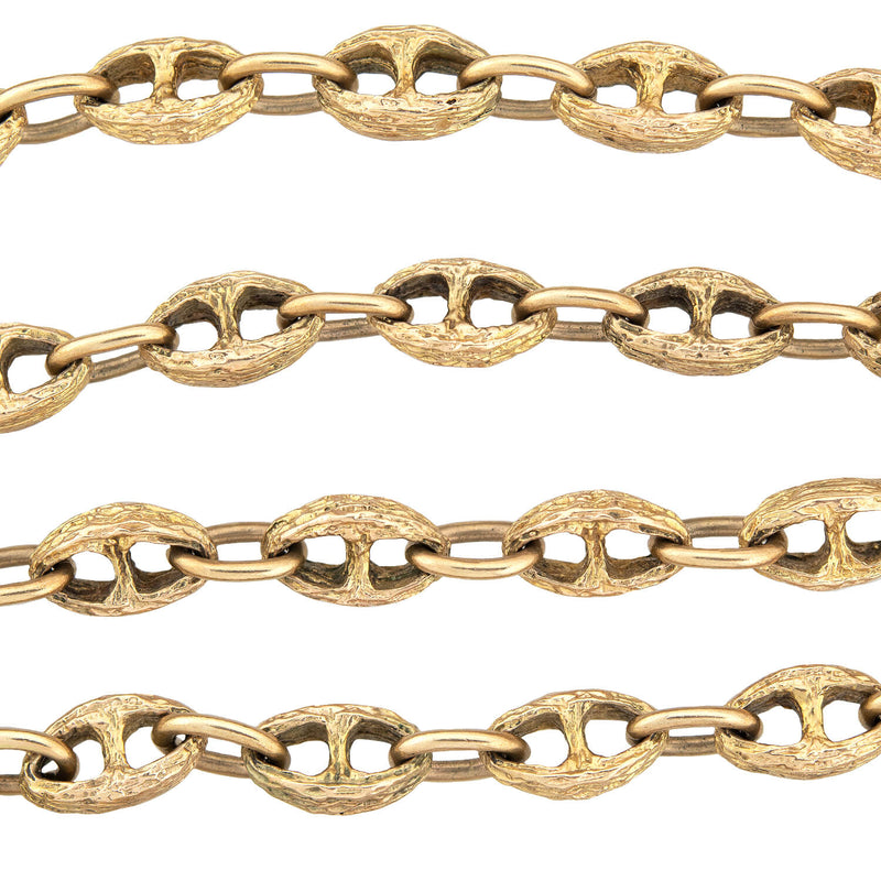 Estate 14kt Textured Mariner Link Necklace 33" 62.3g