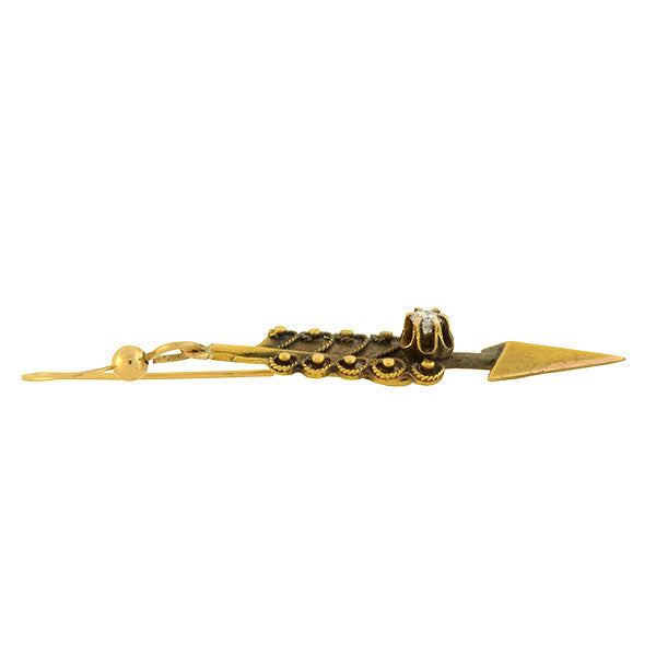 Victorian 14kt Yellow Gold Diamond Arrow Earrings