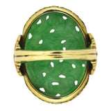 Art Deco 18kt Hand Carved Natural Jadeite Floral Ring
