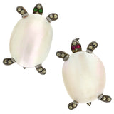 Art Deco Silver French Mother of Pearl + Marcasite 2-Piece Turtle Scatter Pin Set