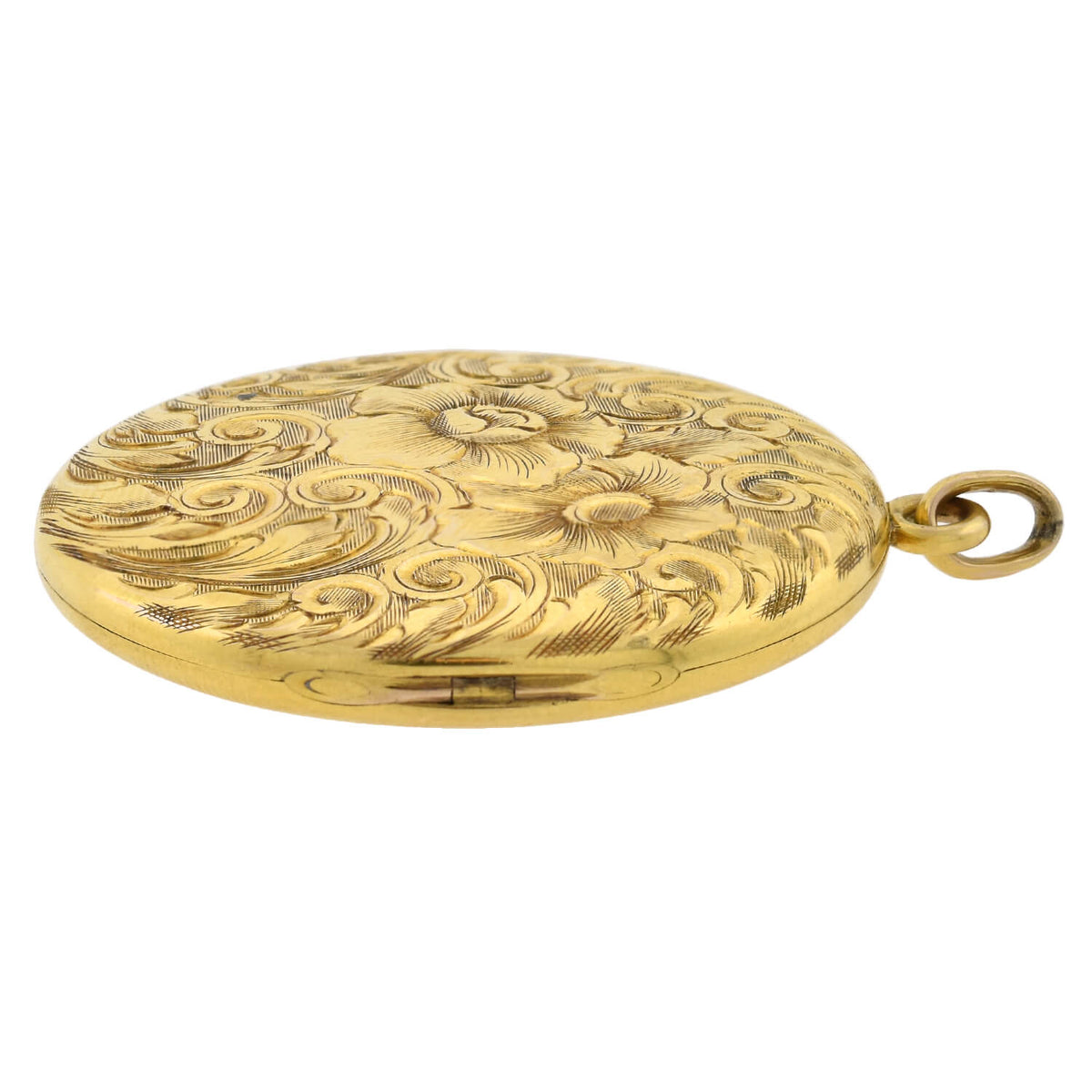 Victorian 10kt Engraved Locket with Floral Motif