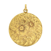 Victorian 10kt Engraved Locket with Floral Motif