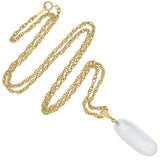 Art Nouveau 18kt Large Moonstone Drop Pendant with Modern Chain Necklace