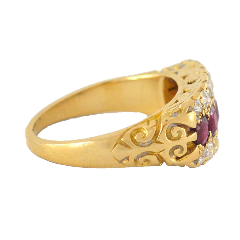 Edwardian English 18kt Burmese Ruby + Diamond Ring