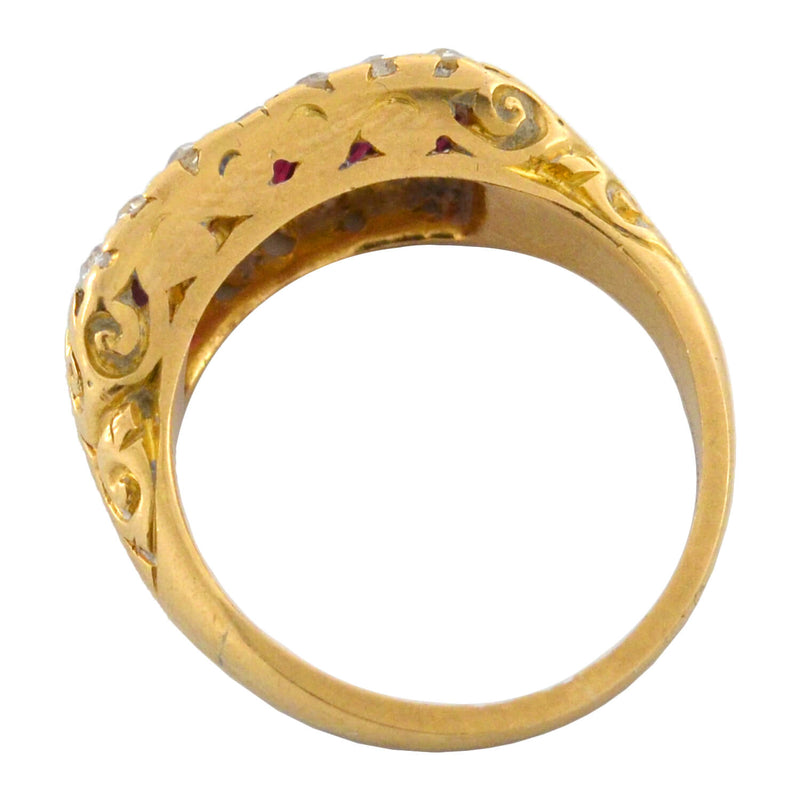 Edwardian English 18kt Burmese Ruby + Diamond Ring