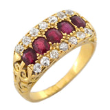 Edwardian English 18kt Burmese Ruby + Diamond Ring