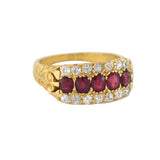 Edwardian English 18kt Burmese Ruby + Diamond Ring