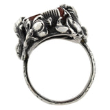 Art Nouveau Large Sterling Carnelian Plaque + Floral Motif Ring