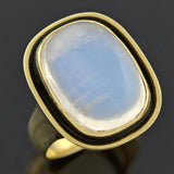 Art Nouveau Style 18kt Enameled Moonstone Ring