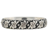 Victorian Austria-Hungarian Silver + Black Enameled Bangle Bracelet