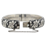 Victorian Austria-Hungarian Silver + Black Enameled Bangle Bracelet