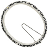 Victorian Austria-Hungarian Silver + Black Enameled Bangle Bracelet