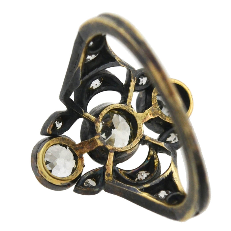 Victorian 15kt/Sterling 3-Stone Diamond Ring 1.60ctw