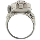 Late Art Deco 14kt White Gold Diamond Watch Ring