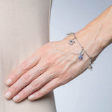 Art Deco Platinum Gemstone + Reverse Carved Crystal Equestrian Charm Bracelet