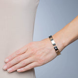 Retro 14k Metals Diamond + Carved Onyx Link Bracelet