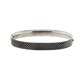 Victorian Austro-Hungarian Silver Niello Checkerboard Bangle Bracelet