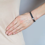Victorian Austro-Hungarian Silver Niello Checkerboard Bangle Bracelet