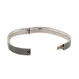 Victorian Austro-Hungarian Silver Niello Checkerboard Bangle Bracelet