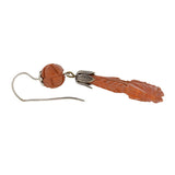 Retro Hand Carved Natural Amber Earrings