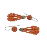 Retro Hand Carved Natural Amber Earrings