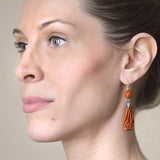 Retro Hand Carved Natural Amber Earrings