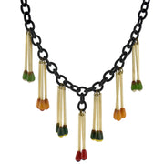 Retro Rare Brass Bakelite "Matchstick" Pendant Necklace 27.5"