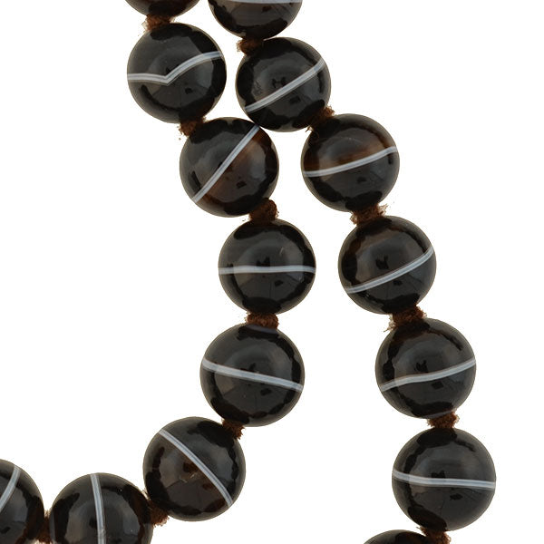 Victorian 14kt Graduated Banded Agate Bead Necklace 25.5"