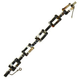 Victorian Sterling Carved Banded Agate Link Bracelet
