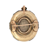 Victorian 14k Banded Agate, Rose Cut Diamond + Enamel Mourning Locket/Pendant