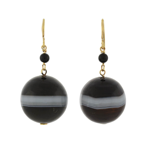Victorian Large 10kt Graduating Banded Agate Earrings