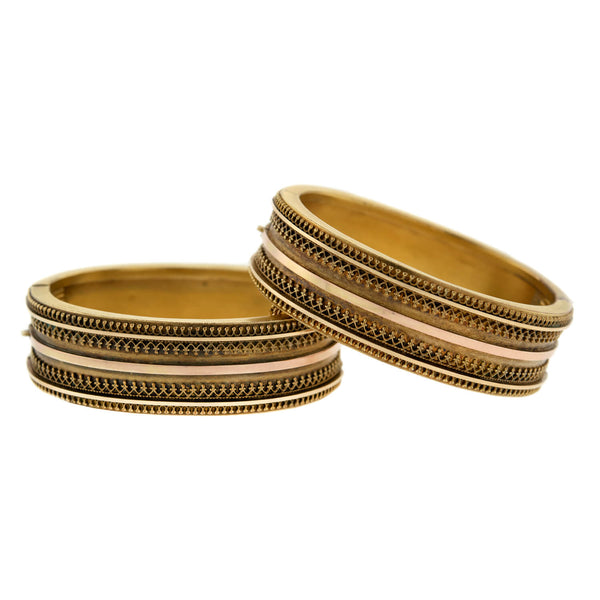 Victorian Gold-Filled Etruscan Wirework Bangle "Wedding Bracelet" Set
