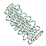Late Art Deco 10kt + Turquoise Long Chain 91"