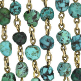 Late Art Deco 10kt + Turquoise Long Chain 91"