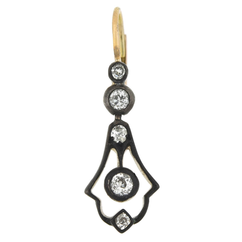 Victorian Sterling/14kt Diamond Dangle Earrings 0.80ctw
