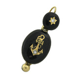Victorian Sterling Enameled Diamond Anchor Earrings
