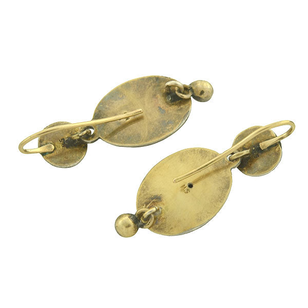 Victorian Sterling Enameled Diamond Anchor Earrings