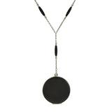 Art Deco Sterling & Black Enamel Locket Lorgnette Necklace