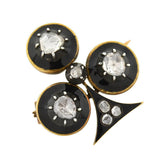 Victorian French 18kt Diamond & Black Enamel Trefoil Pendant/Pin .75ctw