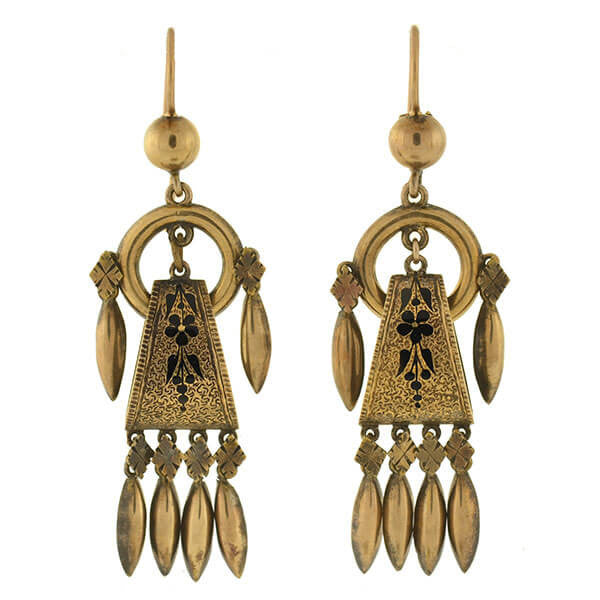 Victorian 14kt Gold & Tracery Fringe Earrings