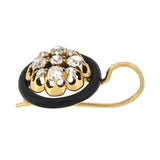 Victorian 14kt Black Enamel + Diamond Cluster Earrings 1.30ctw