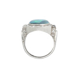 Art Deco 18kt Black Opal + Diamond Ring