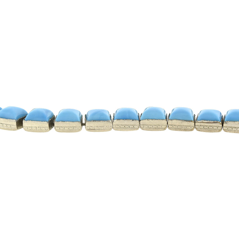 Art Deco Sterling Silver + Blue Glass Link Necklace