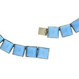 Art Deco Sterling Silver + Blue Glass Link Necklace