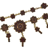 Victorian Bohemian Garnet Cluster Link Festoon Style Necklace 18"