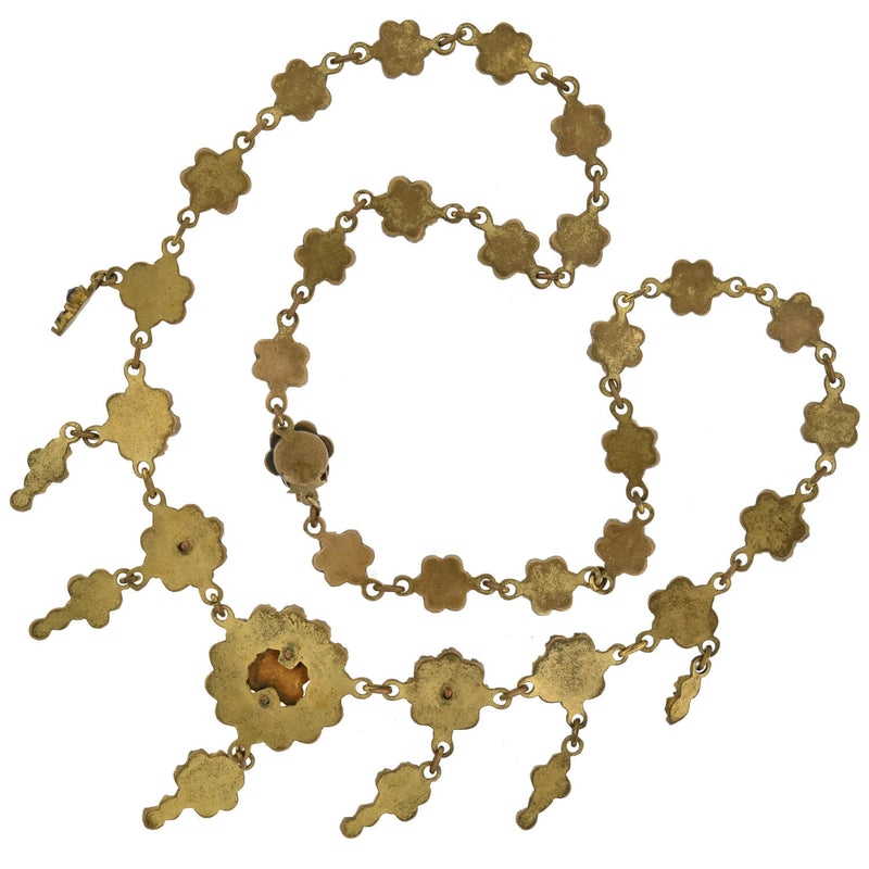 Victorian Bohemian Garnet Cluster Link Festoon Style Necklace 18"
